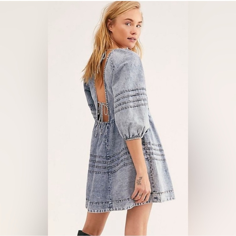 Free People Denim Blue Women’s Dress - runs big